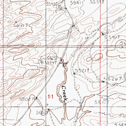 Topographic Map of Derrick Draw, WY