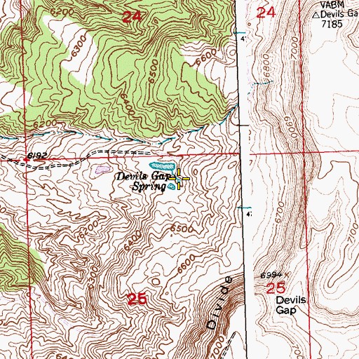 Topographic Map of Devils Gap Spring, WY