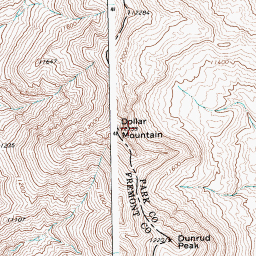 Topographic Map of Dollar Mountain, WY