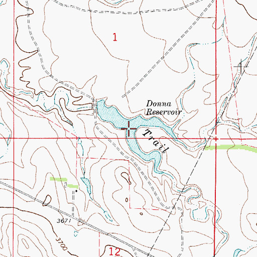 Topographic Map of Donna Reservoir, WY