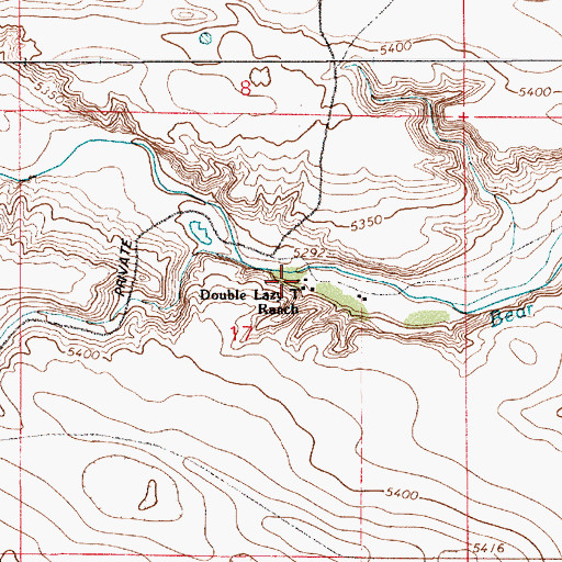 Topographic Map of Double Lazy T Ranch, WY