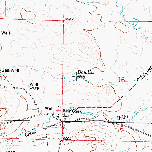 Topographic Map of Dowlin Reservoir, WY