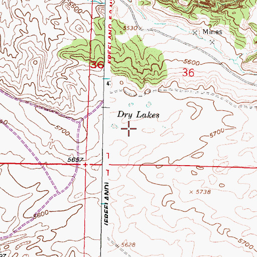 Topographic Map of Dry Lakes, WY
