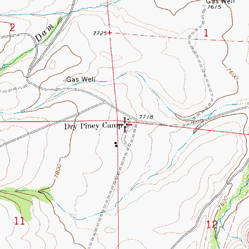 Topographic Map of Dry Piney Camp, WY
