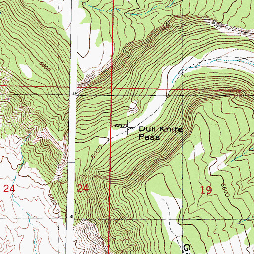 Topographic Map of Dull Knife Pass, WY