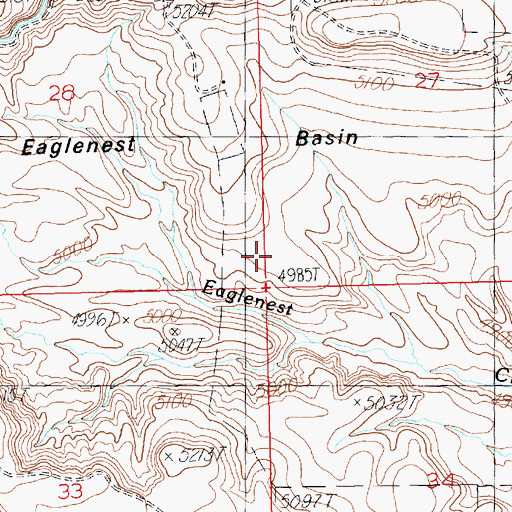 Topographic Map of Eaglenest Basin, WY