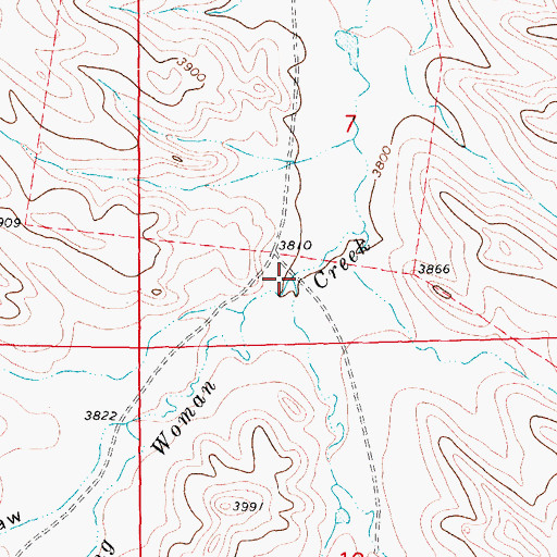 Topographic Map of Early Prong West Prong Hanging Woman Creek, WY