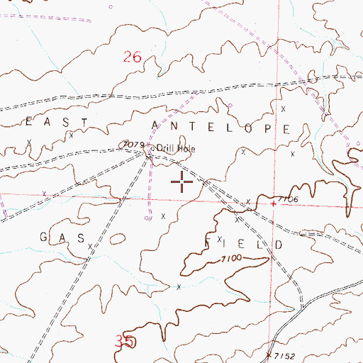 Topographic Map of East Antelope Gas Field, WY