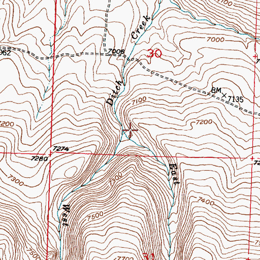 Topographic Map of East Fork Ditch Creek, WY