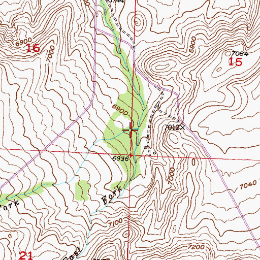 Topographic Map of East Fork Middle Cottonwood Creek, WY