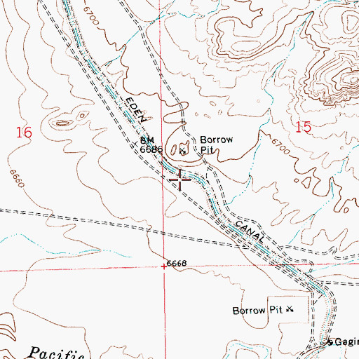 Topographic Map of Eden Canal, WY
