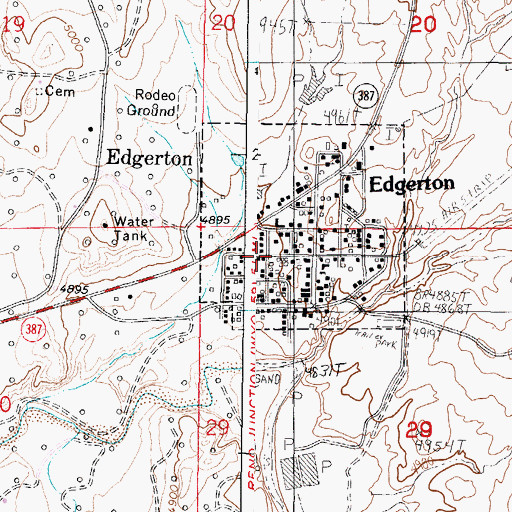 Topographic Map of Edgerton, WY