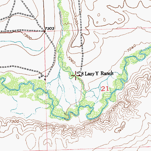 Topographic Map of Eight Lazy Y Ranch, WY