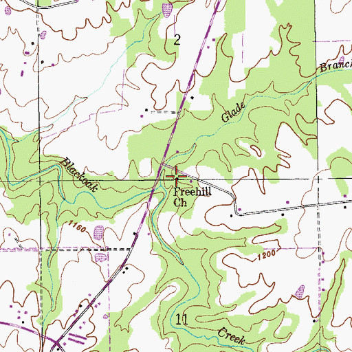 Topographic Map of Freehill Church, AL