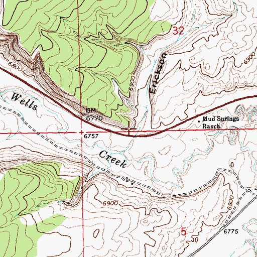 Topographic Map of Erickson Canyon, WY