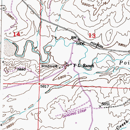 Topographic Map of F-L Ranch, WY
