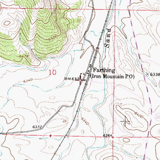 Topographic Map of Farthing, WY
