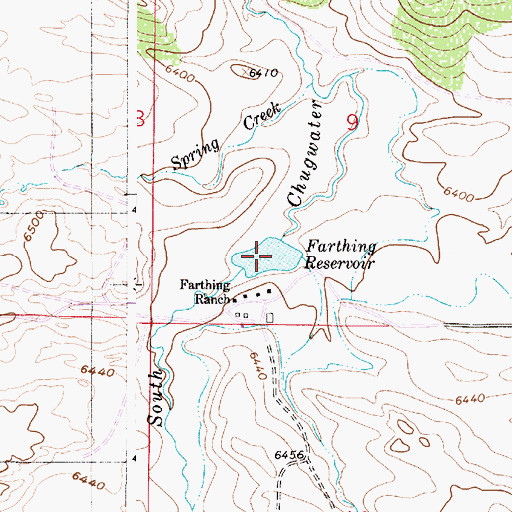 Topographic Map of Farthing Reservoir, WY