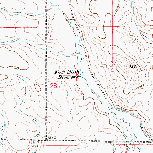 Topographic Map of Fear Ditch Reservoir, WY