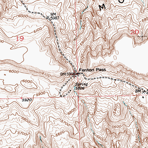 Topographic Map of Fenton Pass, WY