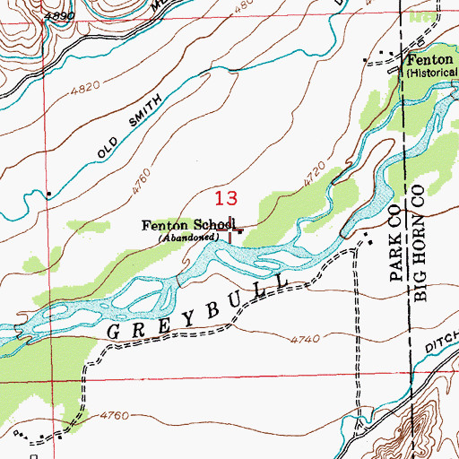 Topographic Map of Fenton School, WY