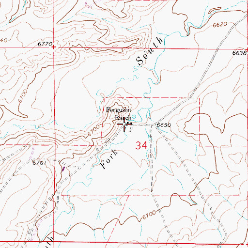 Topographic Map of Ferguson Ranch, WY