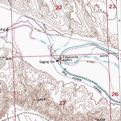 Topographic Map of Fifteenmile Siphon, WY
