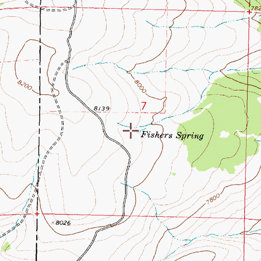 Topographic Map of Fishers Spring, WY
