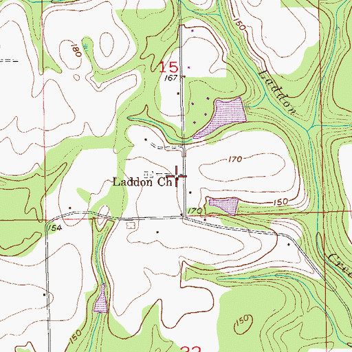 Topographic Map of Laddon Church, AL