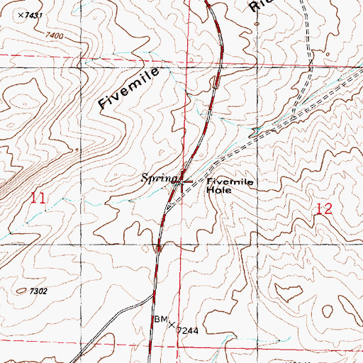 Topographic Map of Fivemile Hole, WY