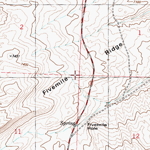 Topographic Map of Fivemile Ridge, WY
