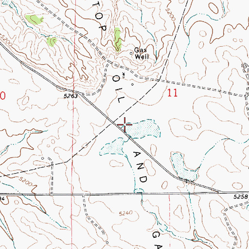 Topographic Map of Flat Top Oil and Gas Field, WY