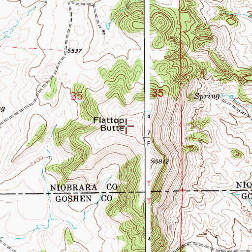 Topographic Map of Flattop Butte, WY