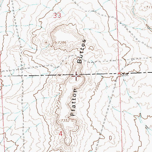 Topographic Map of Flattop Buttes, WY