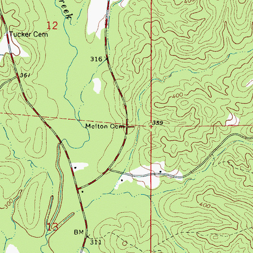 Topographic Map of Melton Cemetery, AL