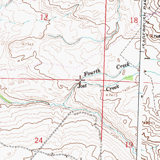 Topographic Map of Fourth Creek, WY