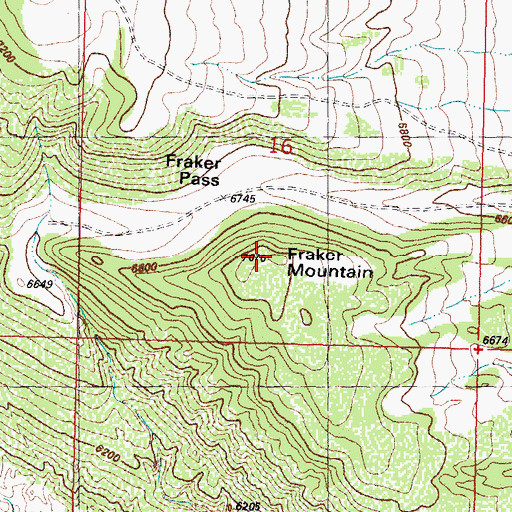 Topographic Map of Fraker Mountain, WY