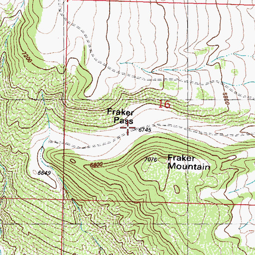 Topographic Map of Fraker Pass, WY