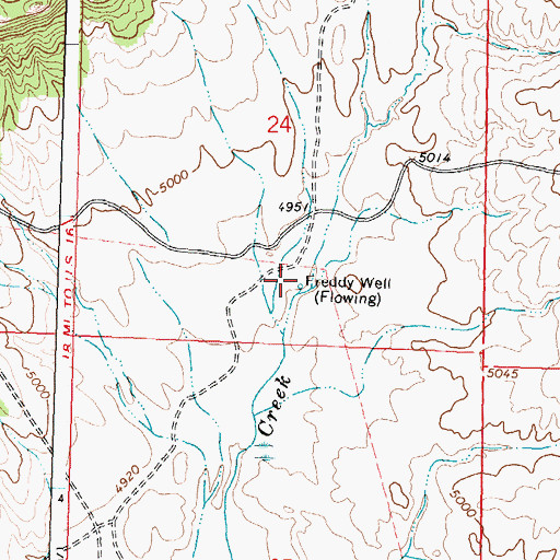 Topographic Map of Freddy Well, WY