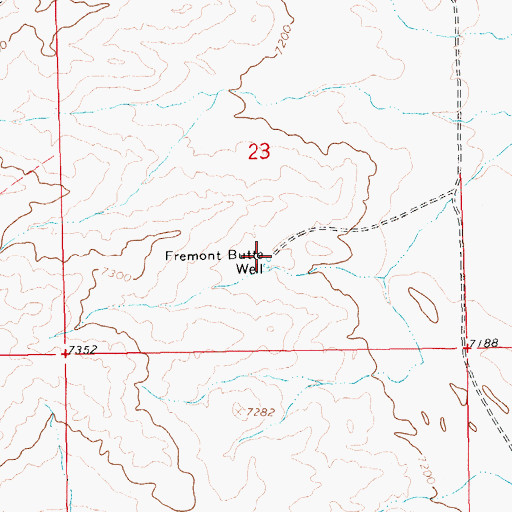 Topographic Map of Fremont Butte Well, WY
