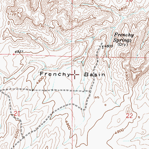 Topographic Map of Frenchy Basin, WY