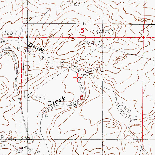 Topographic Map of Friday Draw, WY