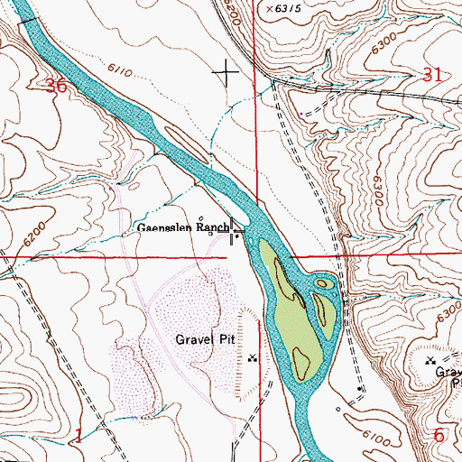 Topographic Map of Gaensslen Ranch, WY