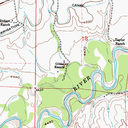 Topographic Map of Gibbs Ranch, WY