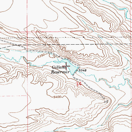 Topographic Map of Gilland Reservoir, WY
