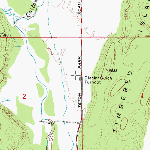 Topographic Map of Glacier Gulch Turnout, WY