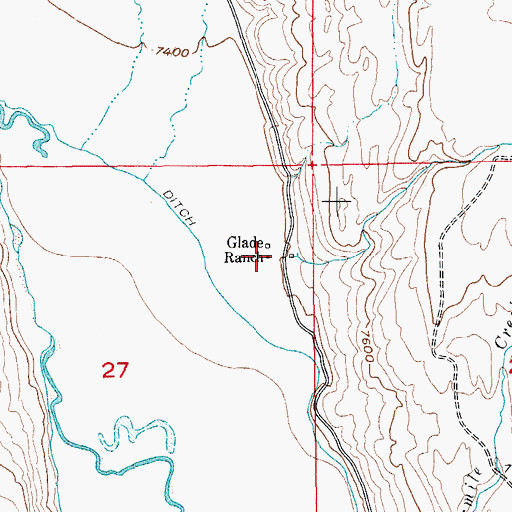 Topographic Map of Glade Ranch, WY