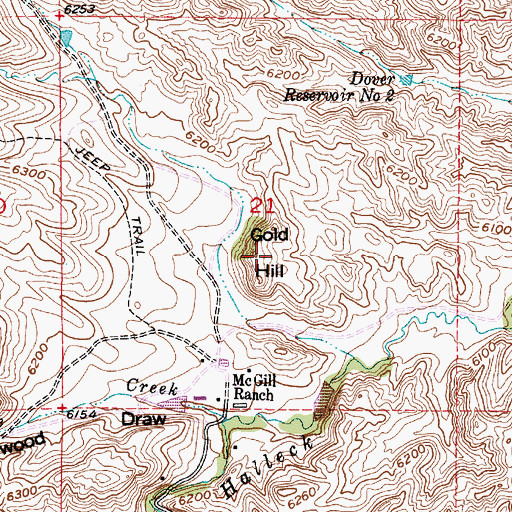 Topographic Map of Gold Hill, WY