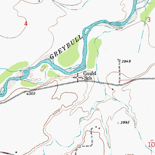 Topographic Map of Gould School, WY
