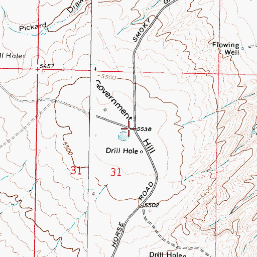 Topographic Map of Government Hill, WY